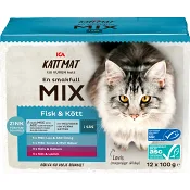 Kattmat Fisk &amp; Kött i sås 12-p ICA.