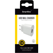 Mobilladddare vägg 2.4A vit.