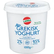 Grekisk Yoghurt 2% 1l Larsa Foods.