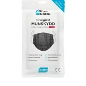 Munskydd Kirurgiskt IIR svart 10-p Gibson Medical.