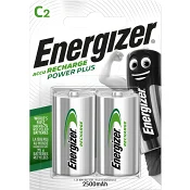 Batteri C Laddbart 2-p Energizer Power Plus.