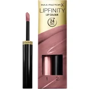 Läppstift + Top Coat Essential Violet Lipfinity Max Factor.