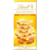 Chokladkaka LES GRANDES Vit Choklad Mandel 150g Lindt.