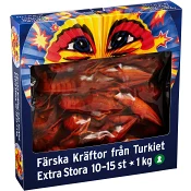 Kräftor färska extra stora 10-15p 1kg Pandalus.