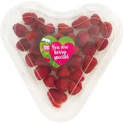 Hallon i hjärtask 170g.