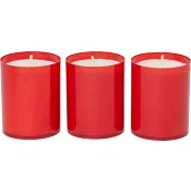 Ljus till lykta Röd 3-p ICA.