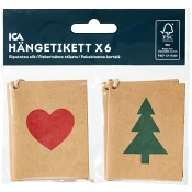 Hängetiketter Hjärta/Gran 6-p ICA.