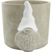 Kruka Jul med tomte vit.