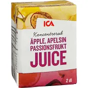 Äppel apelsin &amp; passionsfruktjuice Koncentrat 2dl ICA.