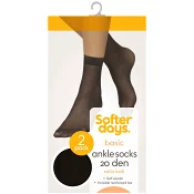 Ankelstrumpa 20den 36-41 2p svart Softer Days.