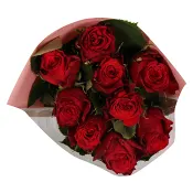 Rosor 9-p 50cm Rosa Bandet Fairtrade röda ICA.