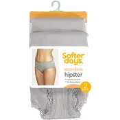 Hipster seamless spets L/XL 2p ljusgrå Softer Days.