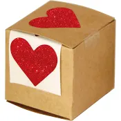 Stickers Hjärta röd glitter 50 st.