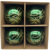 Glaskula 8 cm grön dekor ICA.