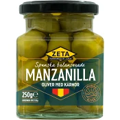 Manzanilla-oliver med kärna 250g Zeta.