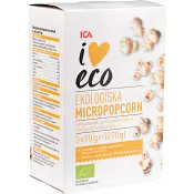 Micropopcorn Ekologiska 90g 3-p ICA I love eco.