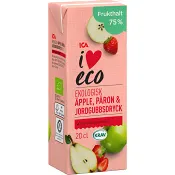 Fruktdryck Äpple, Päron &amp; Jordgubbsdryck 200ml KRAV ICA.