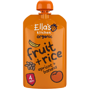 Fruktris med banan &amp; aprikos Från 4m Ekologisk 120g Ellas Kitchen.