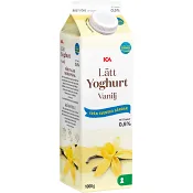 Vaniljyoghurt Lätt 0,5% 1000g ICA.