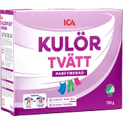 Tvättmedel pulver kulör 750g ICA.