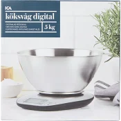 Köksvåg Rostfri med skål 5kg ICA.