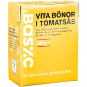 Vita bönor i tomatsås 380g ICA Basic.