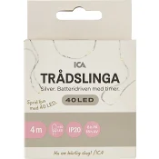 Trådslinga 40LED Silver Batteri ICA.