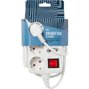 Grenuttag 3+4-vägs 1,4m, strömbrytare ICA.