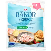 Räkor stora skalade Frysta 200g ICA.