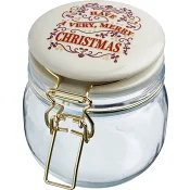 Glasburk med porslinslock X-mas 0,5l ICA.