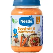 Barnmat Spaghetti &amp; köttfärssås 6m 190g Nestle.