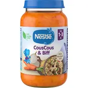 Barnmat CousCous &amp; Biff 1år 220g Nestle.