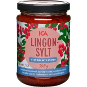 Lingonsylt utan tillsatt socker 360g ICA.