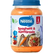 Barnmat Spaghetti &amp; köttfärssås 8m 190g Nestle.