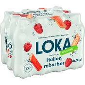 Kolsyrat vatten Hallon rabarber 12p 12x33cl Loka.
