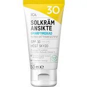 Solkräm Ansikte SPF 30 Oparfymerad 50ml ICA Hjärtat.