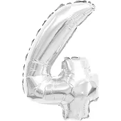 Folieballong Nr 4 Silver 35cm Happy Party.