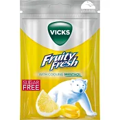 Halstablett Fruity Fresh Lemon &amp; natural menthol sockerfri 72g Vicks.