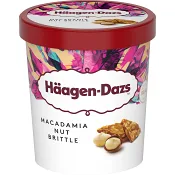 Glass Macadamia nut brittle 460ml Häagen Dazs.