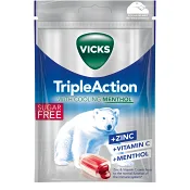 Halstablett Triple Action Sockerfri 72g Vicks.