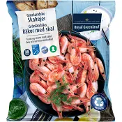 Räkor med skal M 400g Royal Greenland.