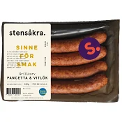 Grillkorv Pancetta och Vitlök 78% kötthalt 240g Stensåkra.