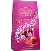 Chokladpåse LINDOR Raspberry &amp; Cream 137g Lindt.