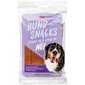 Hundsnacks Strips med nöt 200 Gram ICA.