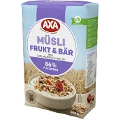 Müsli Frukt &amp; Bär Dadlar, Äpple &amp; Hallon 600 g AXA.