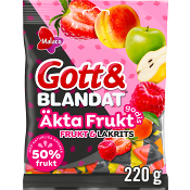 Gott &amp; Blandat Äkta Frukt Frukt &amp; Lakrits 220g Malaco.