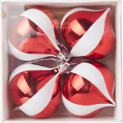 Julgranshänge lökar 8cm röd/vit randiga 4p Zeline.