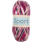 Garn Sport Cerise Grå Ecru 100g Falkgarn.