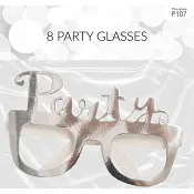 Partyglasögon Silver 8-pack Happy Party.