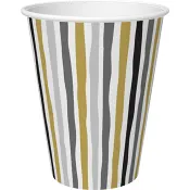 Engångsmugg Papper Stripes Black And Gold 10st Duni.